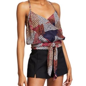 Ramy Brook Natasha Printed Tie-Front Sleeveless Top